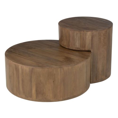 Lot De 2 Tables Basses En Bois "toge" 75cm Marron