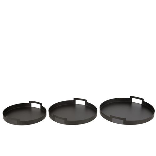Lot De 3 Plateaux En Métal "mathew" 45cm Noir