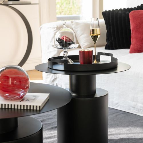 Lot De 3 Plateaux En Métal "mathew" 45cm Noir