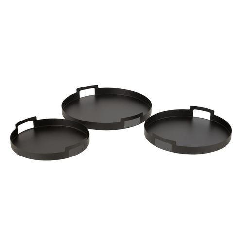 Lot De 3 Plateaux En Métal "mathew" 45cm Noir