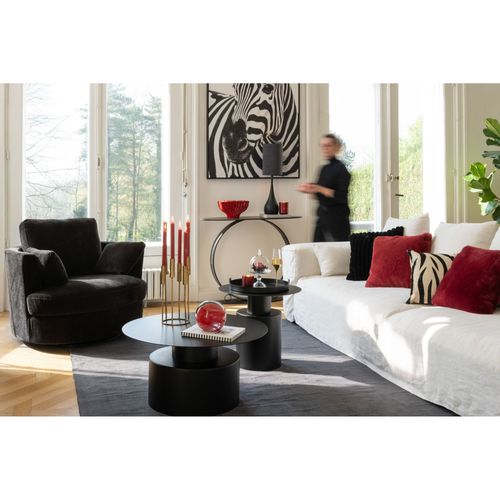 Table Basse Ronde Design En Métal Noir D80 - Monza