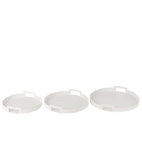 Lot De 3 Plateaux En Métal "mathew" 45cm Blanc