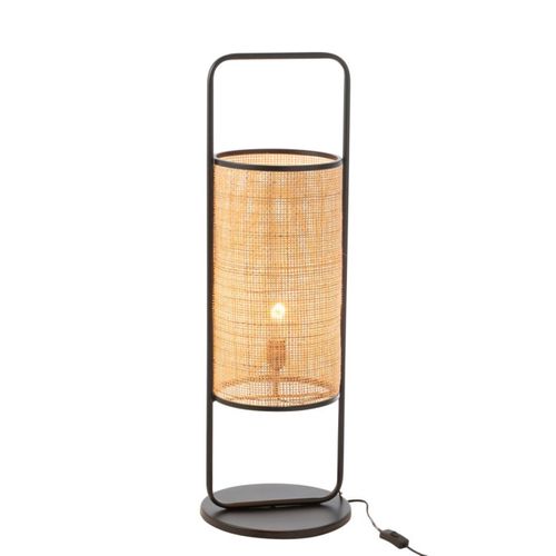 Lampe Sur Pied En Métal Et Rotin - 30x30x92 Cm - Noir