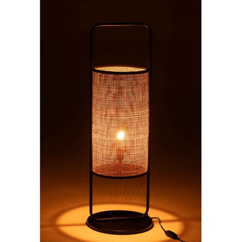 Lampe Sur Pied En Métal Et Rotin - 30x30x92 Cm - Noir