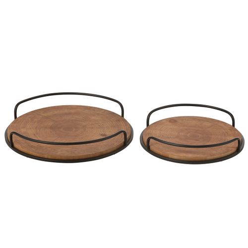 Lot De 2 Plateaux Ronds "mia" 50cm Naturel