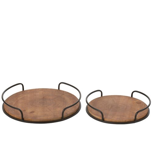 Lot De 2 Plateaux Ronds "mia" 50cm Naturel