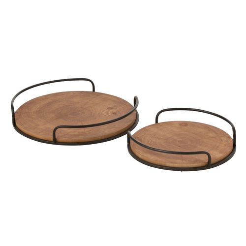 Lot De 2 Plateaux Ronds "mia" 50cm Naturel