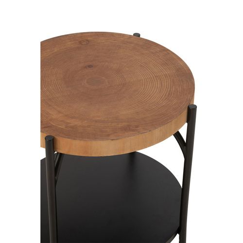 Table D'appoint Avec Étagère "mia" 50cm Naturel et Noir