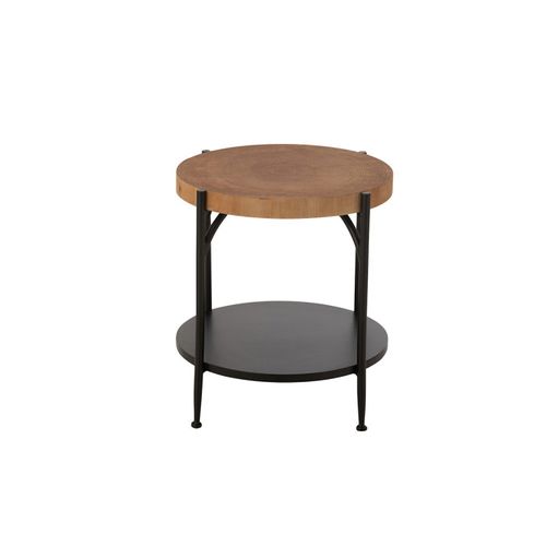 Table D'appoint Avec Étagère "mia" 50cm Naturel et Noir