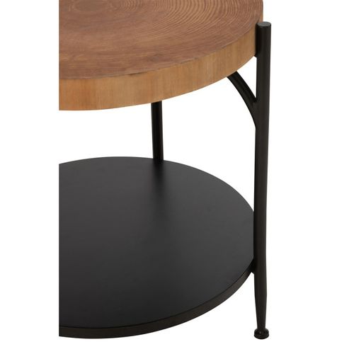 Table D'appoint Avec Étagère "mia" 50cm Naturel et Noir