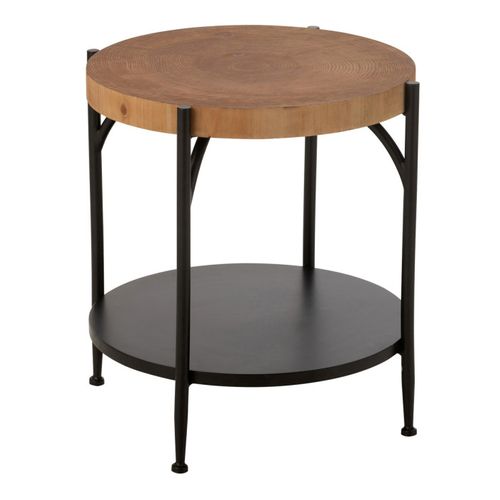 Table D'appoint Avec Étagère "mia" 50cm Naturel et Noir