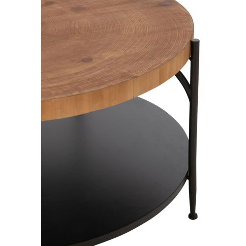 Table Basse Avec Étagère "mia" 80cm Naturel et Noir