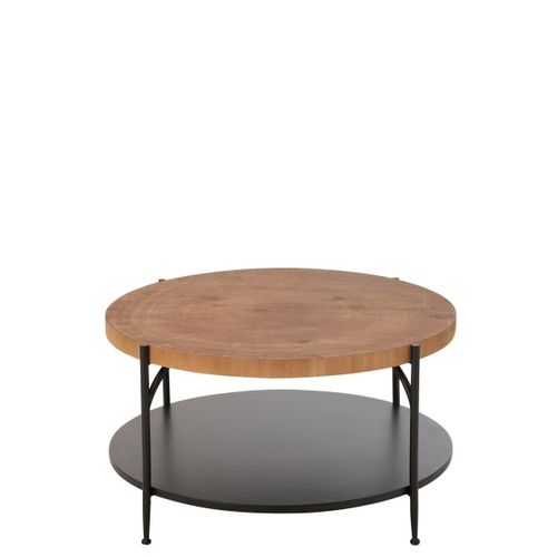 Table Basse Avec Étagère "mia" 80cm Naturel et Noir