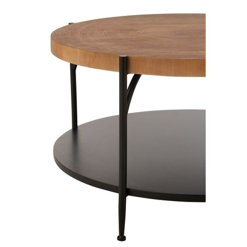 Table Basse Avec Étagère "mia" 80cm Naturel et Noir