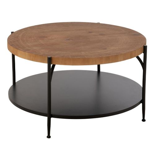 Table Basse Avec Étagère "mia" 80cm Naturel et Noir