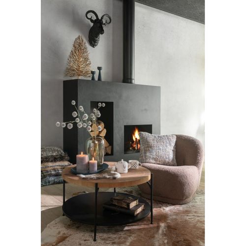 Table Basse Avec Étagère "mia" 80cm Naturel et Noir