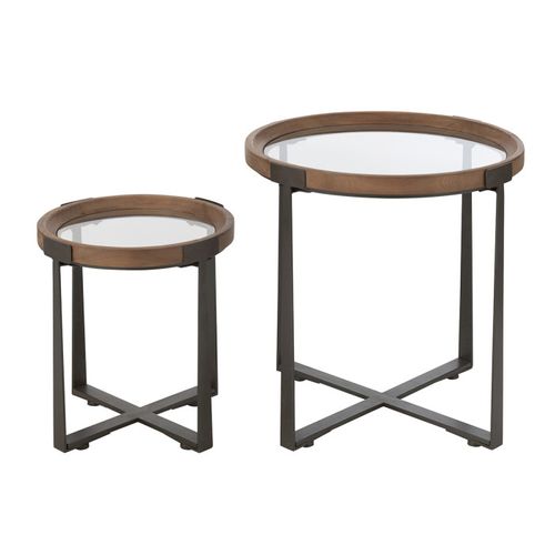 Lot De 2 Tables D'appoint En Verre "luki" 60cm Naturel