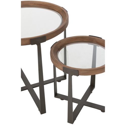 Lot De 2 Tables D'appoint En Verre "luki" 60cm Naturel