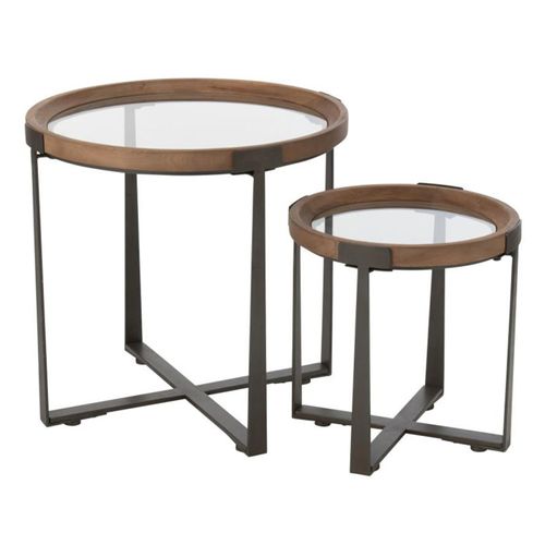 Lot De 2 Tables D'appoint En Verre "luki" 60cm Naturel
