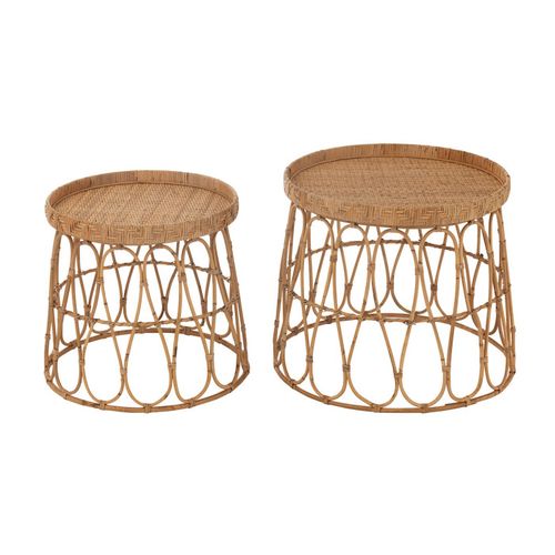 Lot De 2 Tables D'appoint En Rotin "sonny" 50cm Naturel