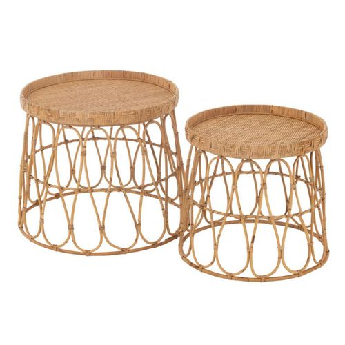 Lot De 2 Tables D'appoint En Rotin "sonny" 50cm Naturel