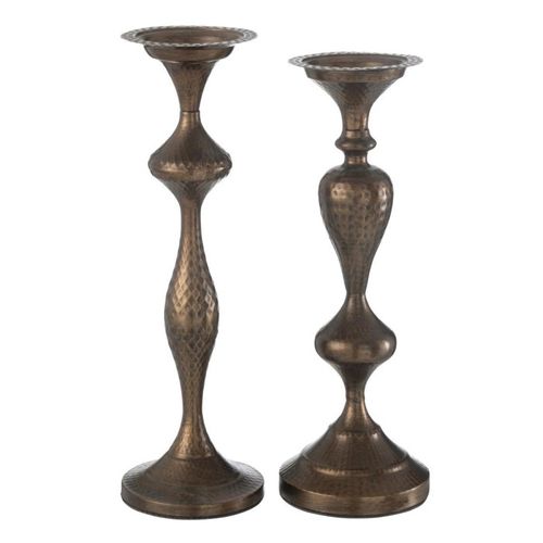 Lot De 2 Bougeoirs En Métal "malcolm" 47cm Marron