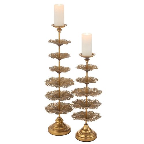 Bougeoir Déco En Métal "arbre" 62cm Or