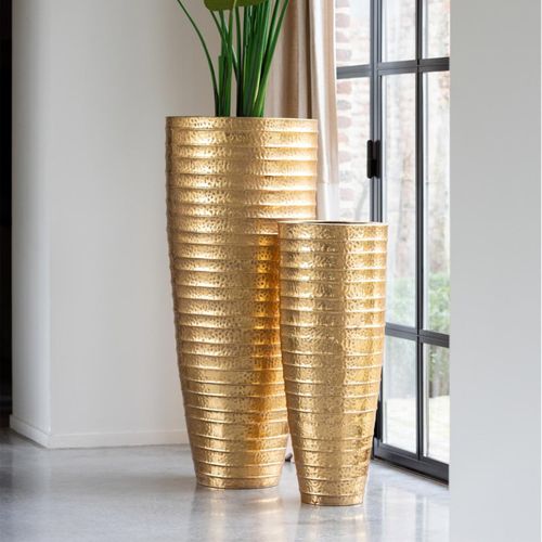 Lot De 2 Vases Déco En Métal "egypte" 122cm Or
