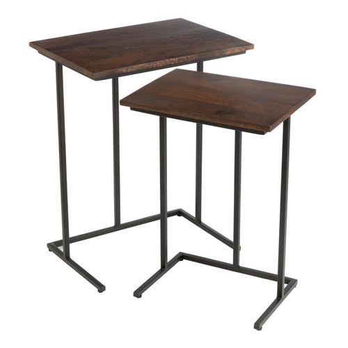 Lot De 2 Tables D'appoint Gigognes "randy" 63cm Marron