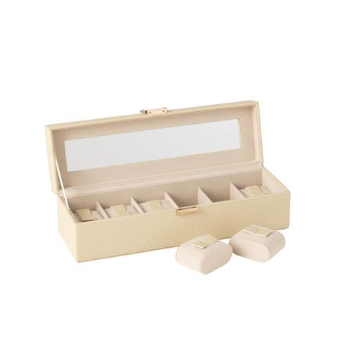 Boîte à Montres 6 Compartiments "ericka" 34cm Beige