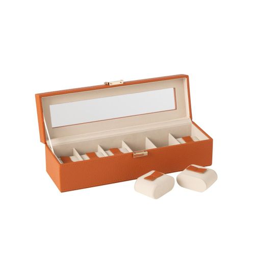 Boîte à Montres 6 Compartiments "ericka" 34cm Cognac