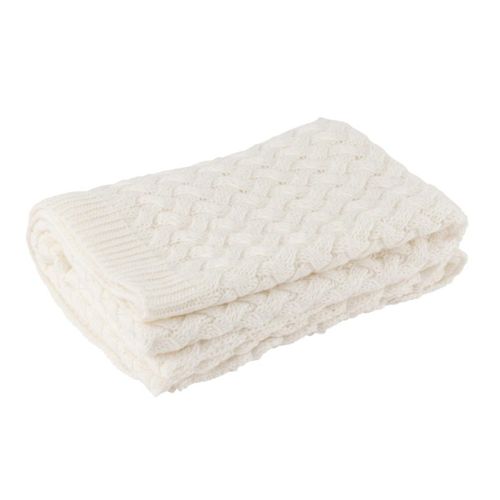 Plaid Uni "tricoté" 130x180cm Blanc