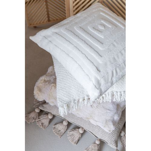 Coussin Déco Uni "wave" 45x45cm Ivoire