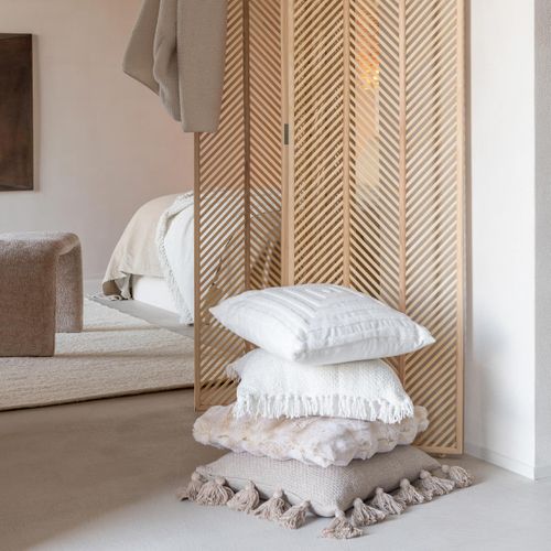 Coussin Déco Uni "wave" 45x45cm Crème