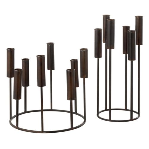 Lot De 2 Chandeliers En Métal "pierre" 37cm Noir