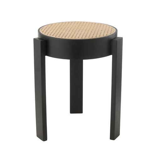 Tabouret Rond En Bois "pune" 44cm Noir
