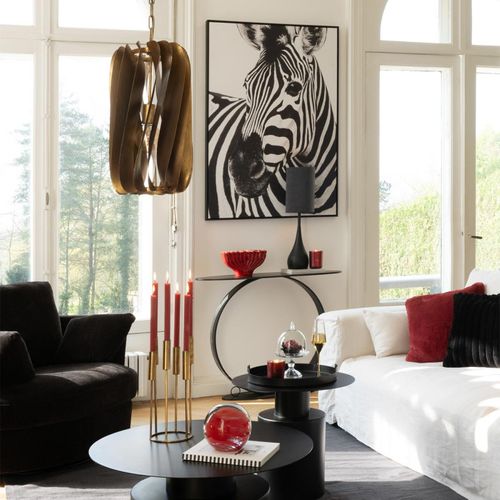Tableau Imprimé Déco "zèbre" 103x143cm Noir et Blanc