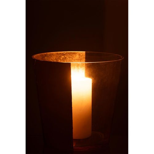 Photophore Design En Verre "boe" 23cm Transparent et Or