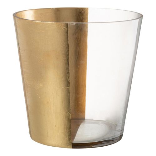 Photophore Design En Verre "boe" 23cm Transparent et Or