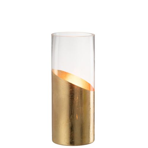 Photophore Design En Verre "moa" 25cm Transparent et Or