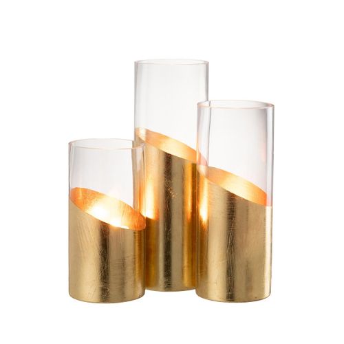 Photophore Design En Verre "moa" 25cm Transparent et Or