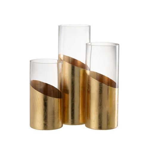 Photophore Design En Verre "moa" 30cm Transparent et Or