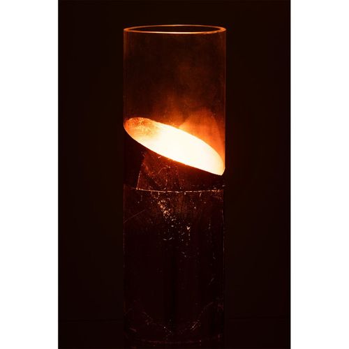 Photophore Design En Verre "moa" 30cm Transparent et Or