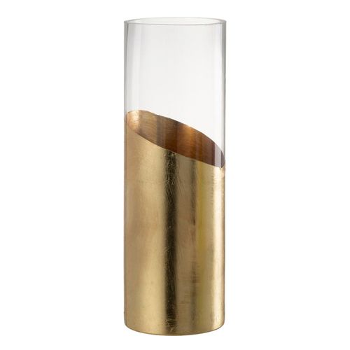 Photophore Design En Verre "moa" 30cm Transparent et Or