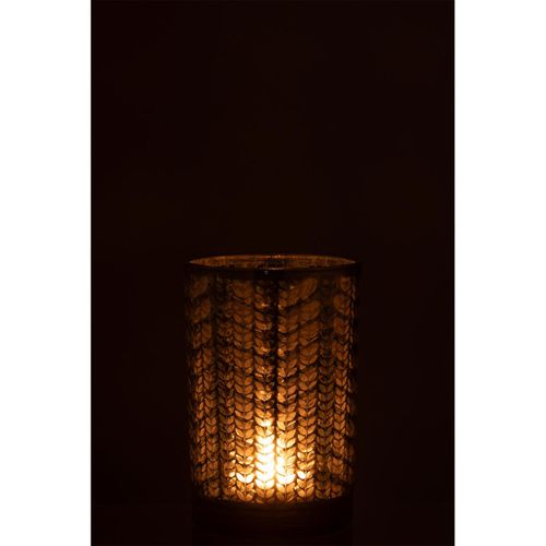 Photophore Design En Verre "chevrons" 18cm Vert