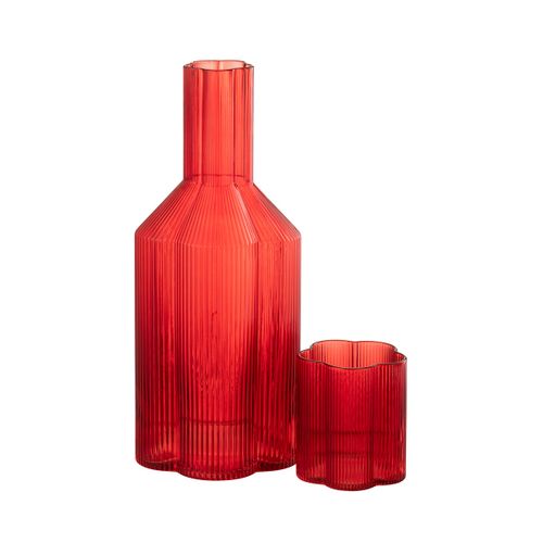 Carafe En Verre "fiole" 27cm Rouge