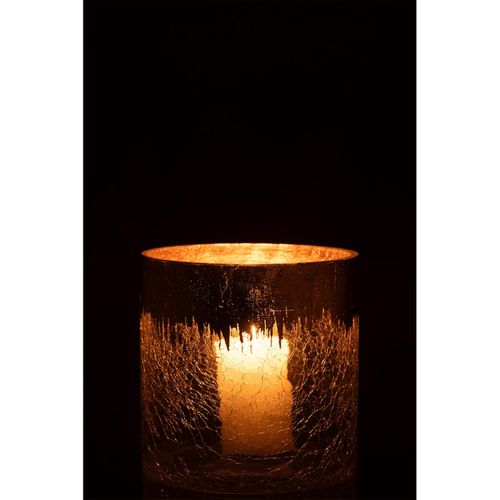 Photophore En Verre "craquelé" 15cm Transparent et Or