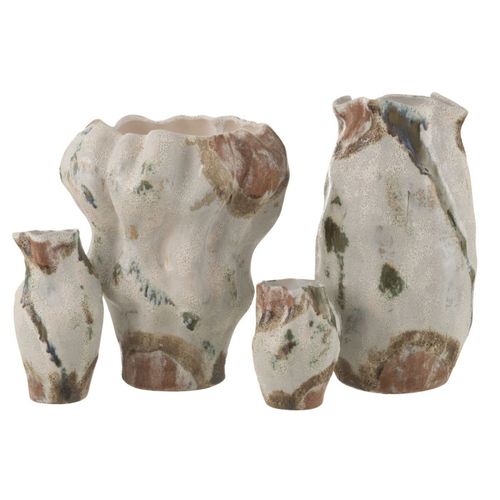 Vase Design En Argile "lune" 26cm Beige