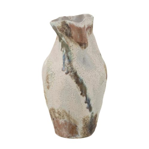 Vase Design En Argile "lune" 26cm Beige