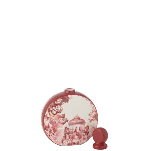 Pot Flasque En Porcelaine "moriko" 22cm Rouge et Blanc